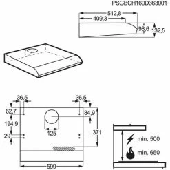 Bester Verkauf ???? AEG Dunstabzugshaube UB 599mm Ws D 71dB LED 240cbm/h Ø125mm 3st Abl/Uml T513mm DUB2610WLOWEREASY ⭐ -AEG Shop 53516080 3